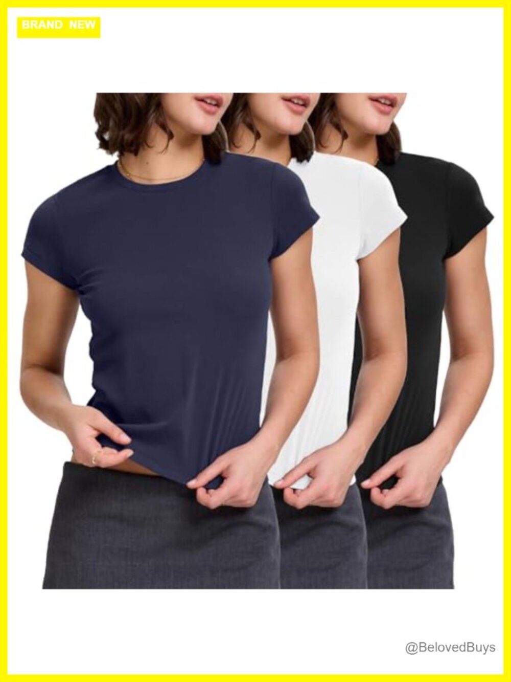 Fitted Baby Tee 3-Pack Cotton Stretch Crew Neck Short Sleeve T-Shirts